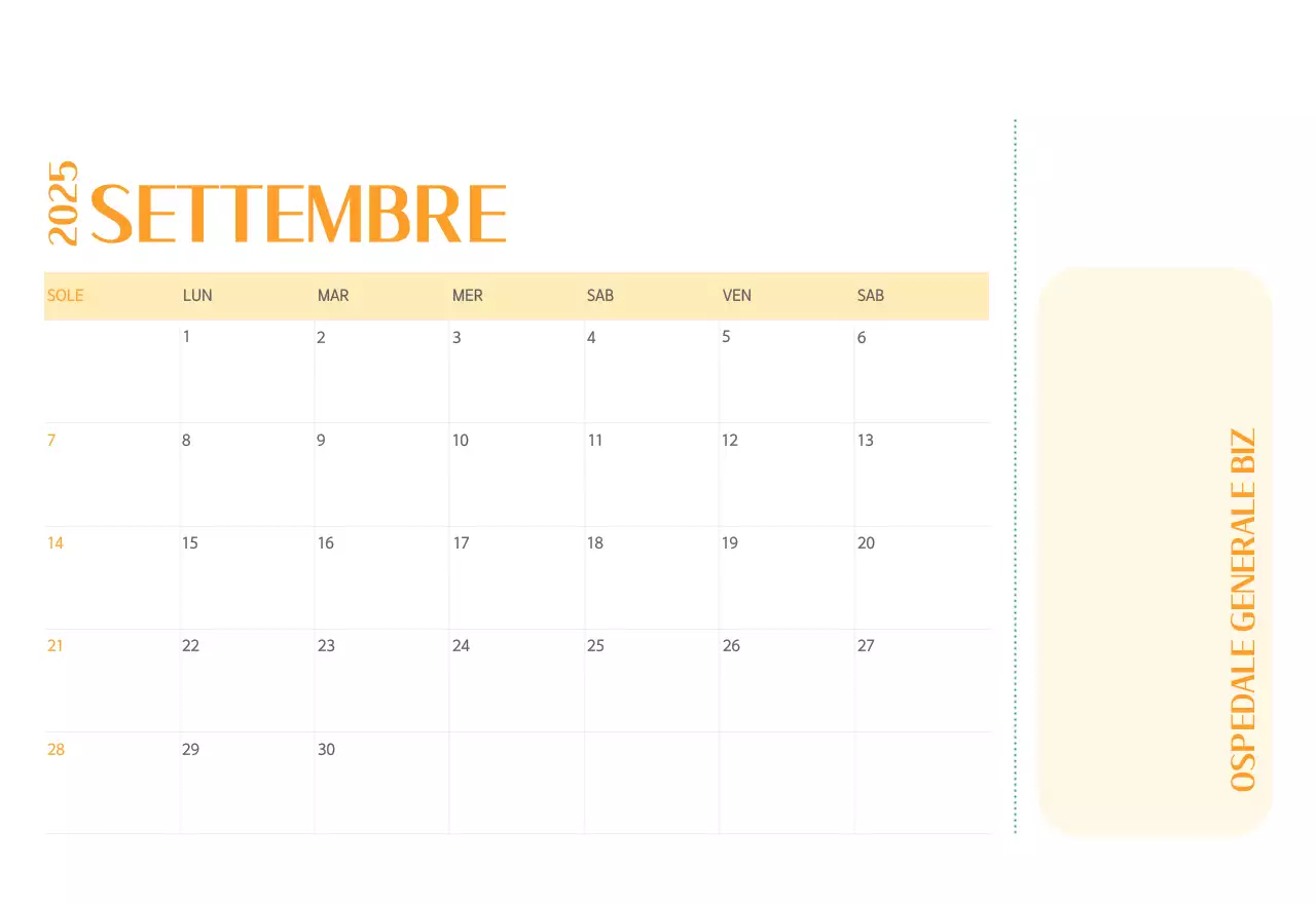 Calendario ospedaliero in cornice verde