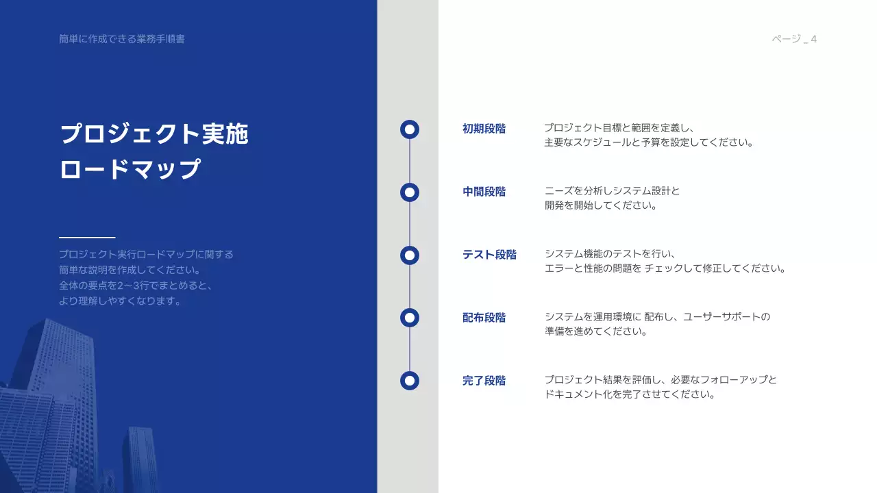 青 モダン 業務手順書 マニュアル プレゼンテーション