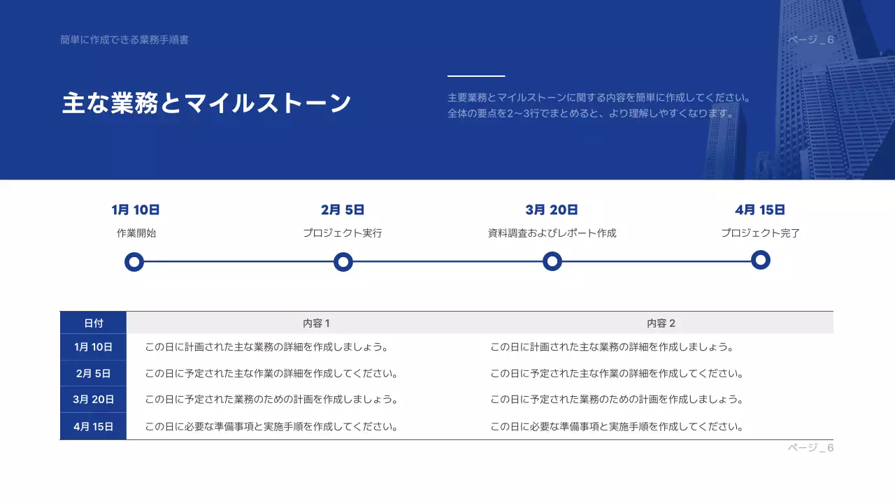 青 モダン 業務手順書 マニュアル プレゼンテーション