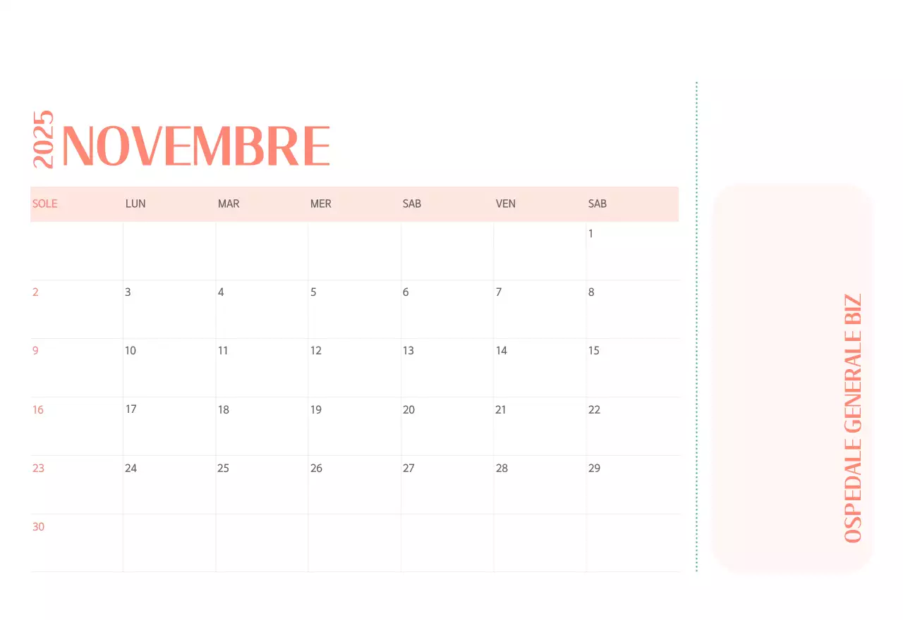 Calendario ospedaliero in cornice verde