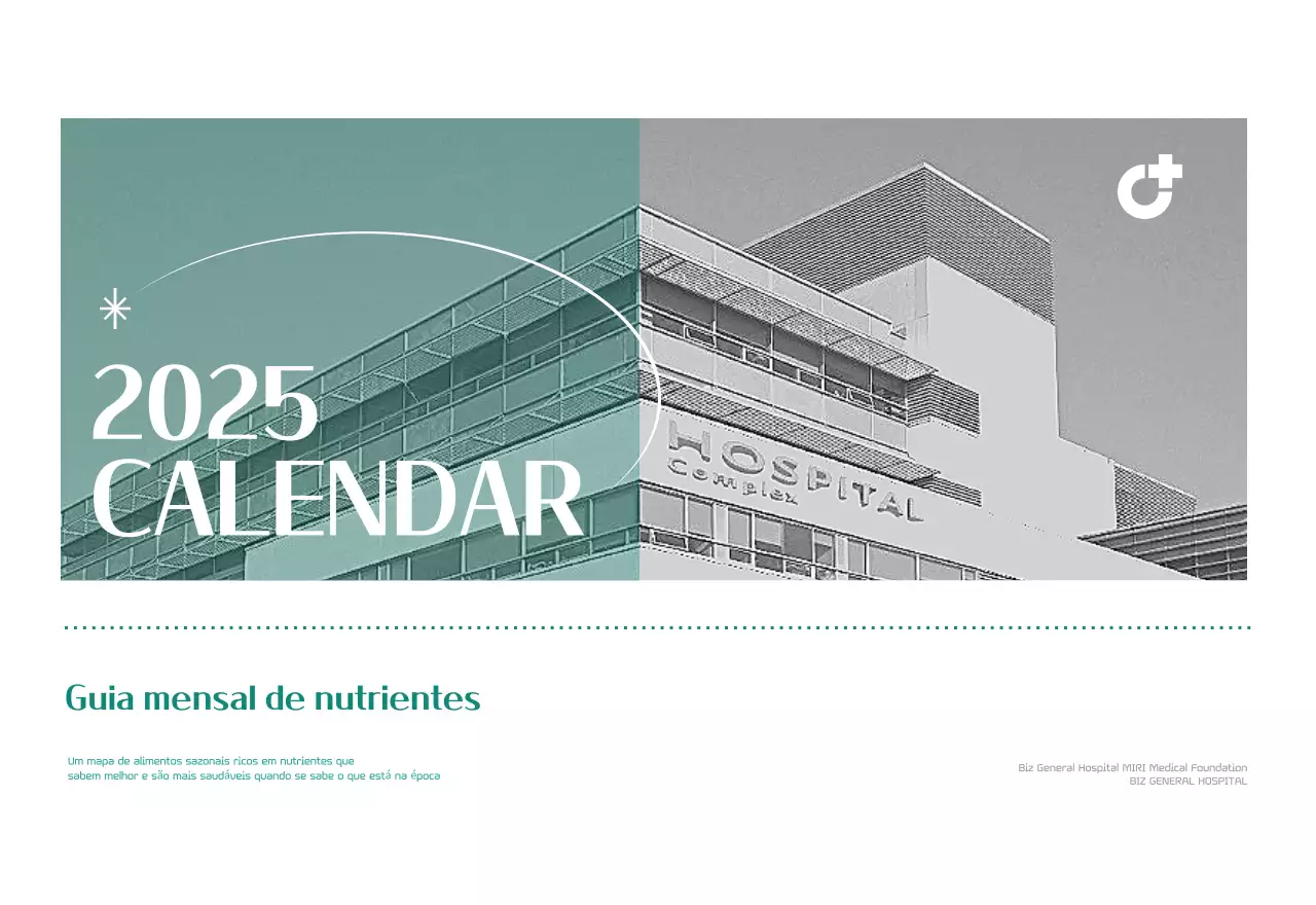 Calendário hospitalar numa moldura verde