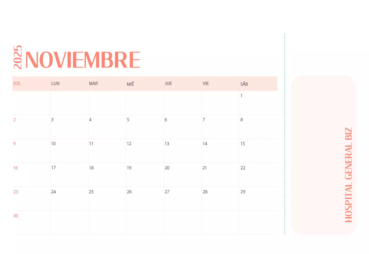 Calendario hospitalario en marco de fotos verde