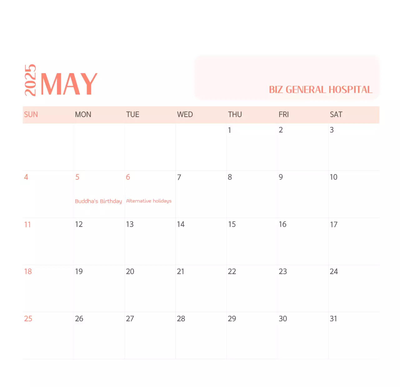 Kalender rumah sakit dalam bingkai foto hijau