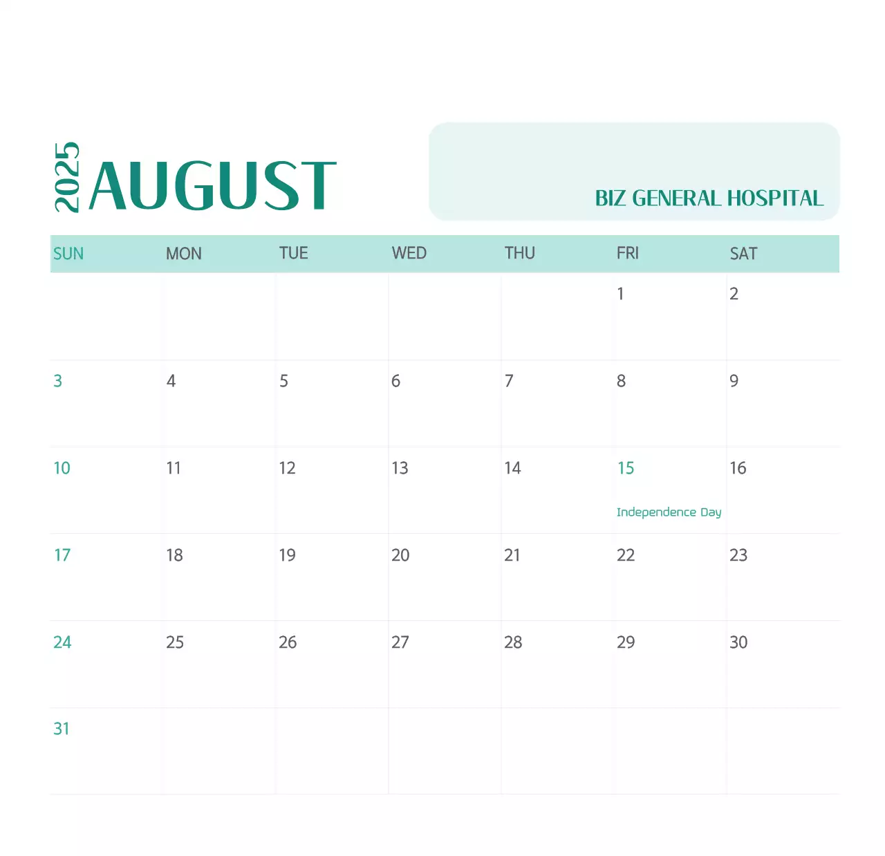 Kalender rumah sakit dalam bingkai foto hijau