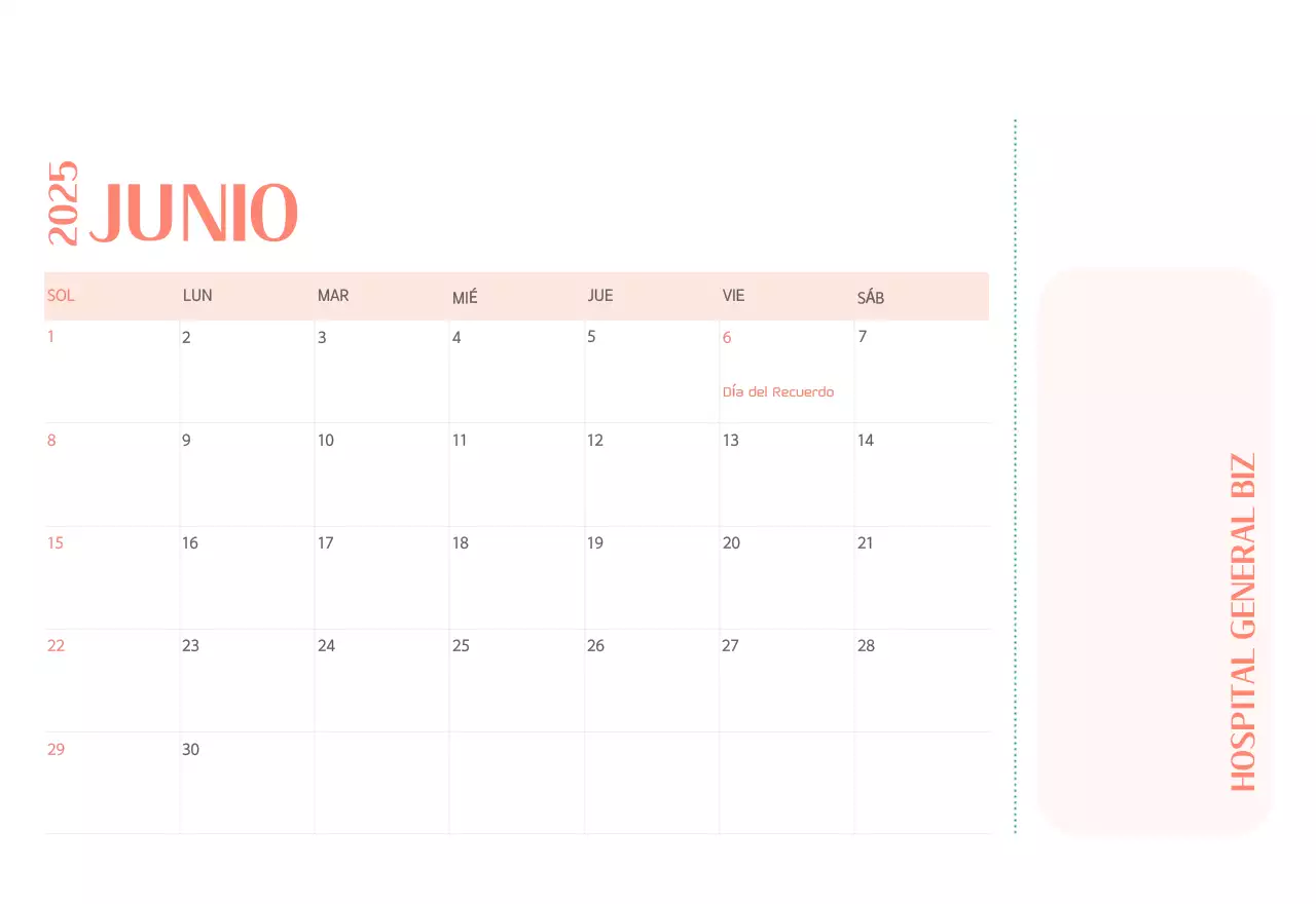 Calendario hospitalario en marco de fotos verde