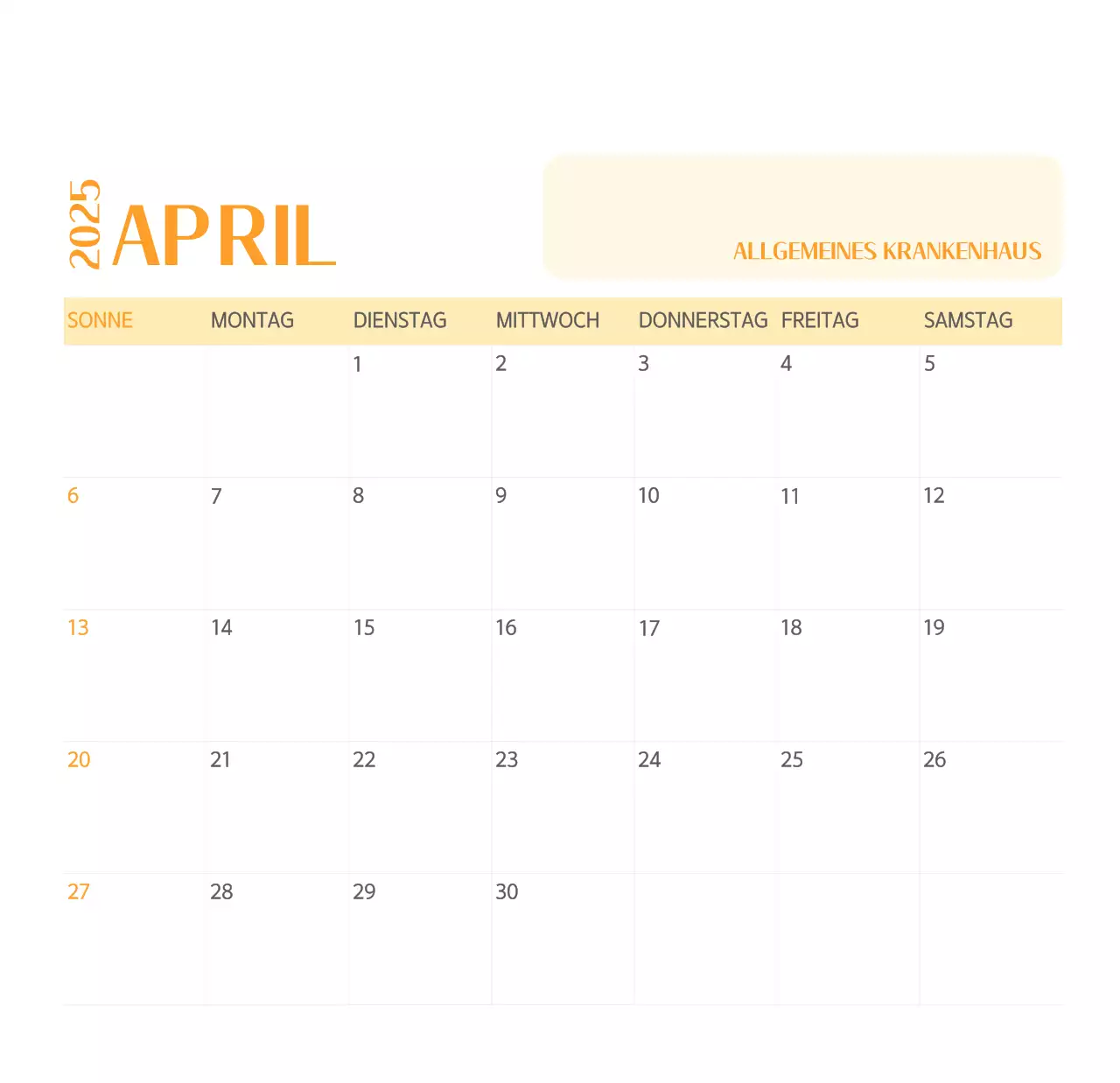 Krankenhauskalender in grünem Fotorahmen