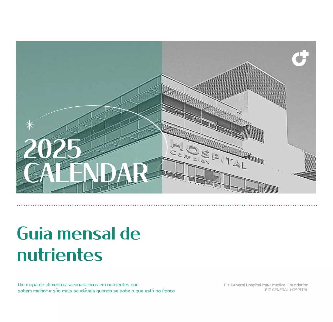Calendário hospitalar numa moldura verde