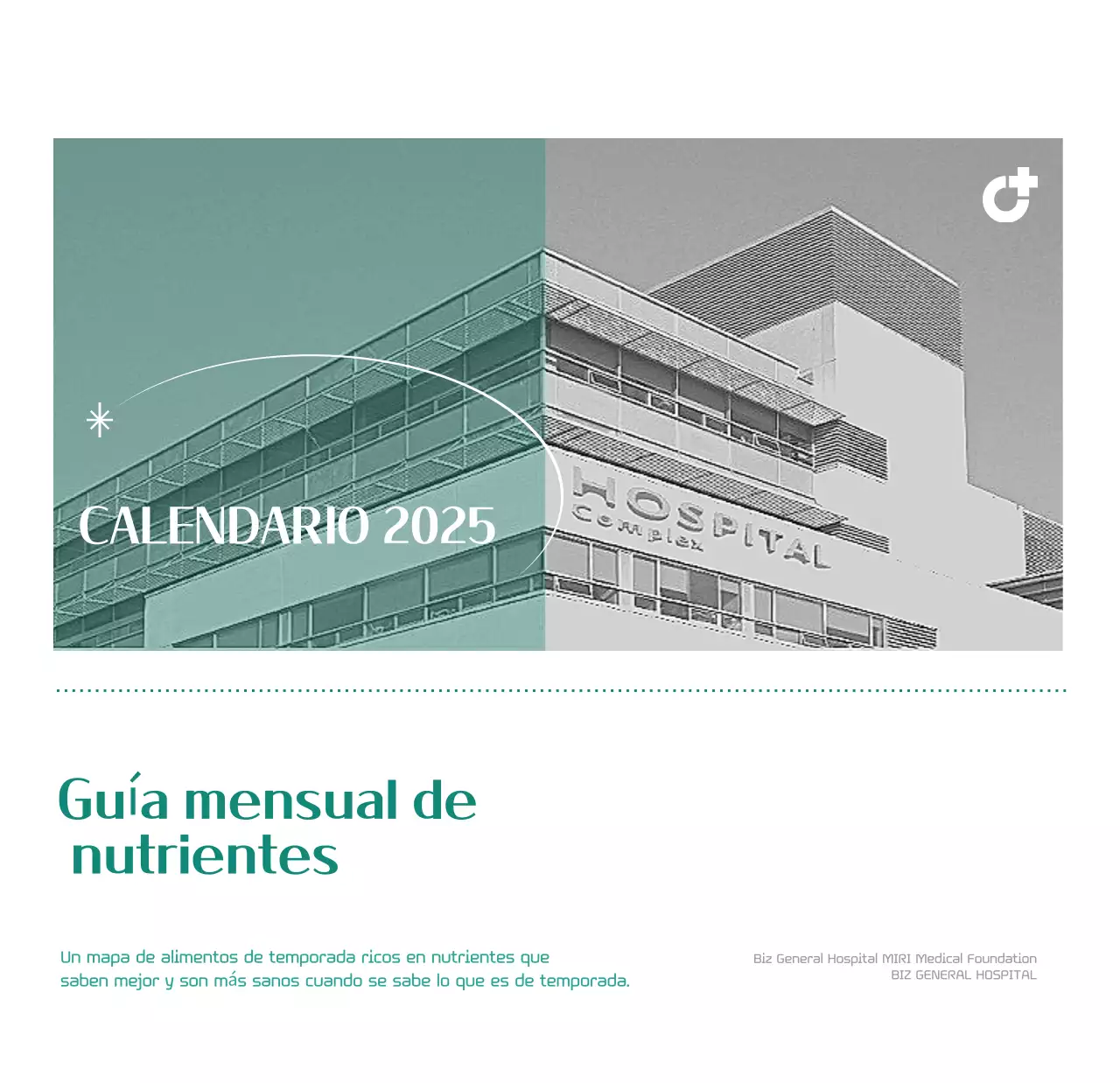 Calendario hospitalario en marco de fotos verde