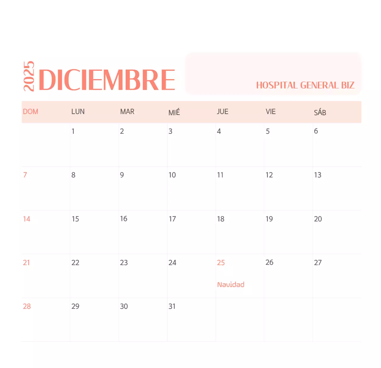 Calendario hospitalario en marco de fotos verde