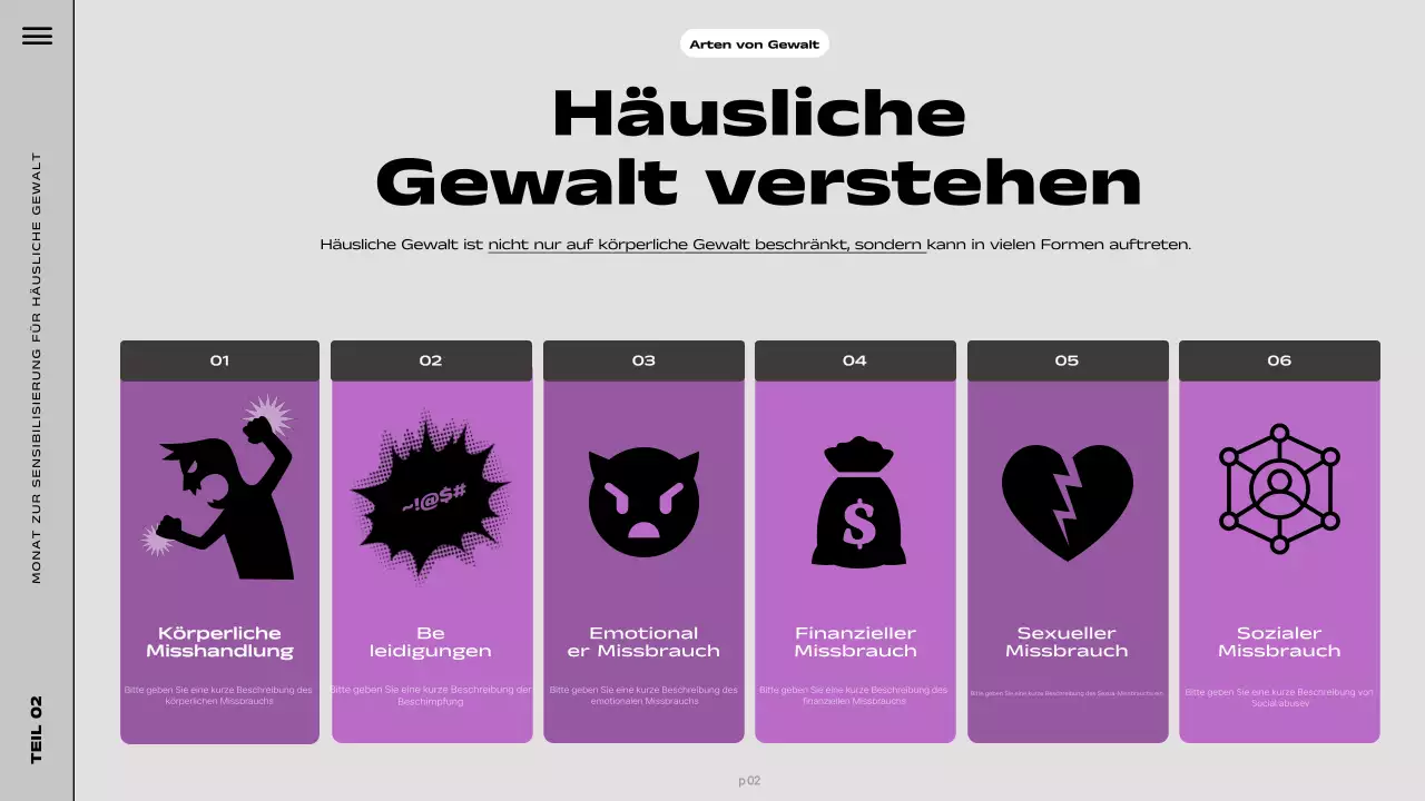 Ressourcen für den modernen Tag zur Aufklärung über häusliche Gewalt in Schwarz und Lila