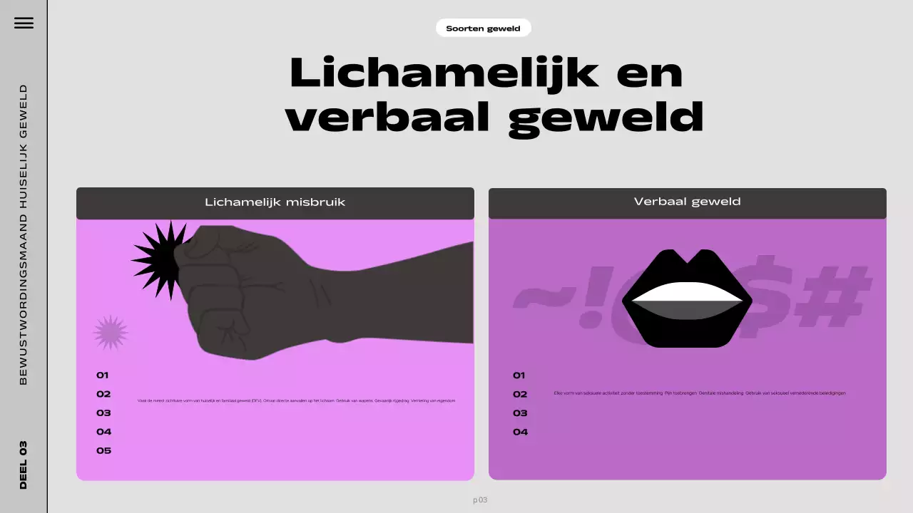 Moderne Dag van de bewustwording van huiselijk geweld in zwart en paars