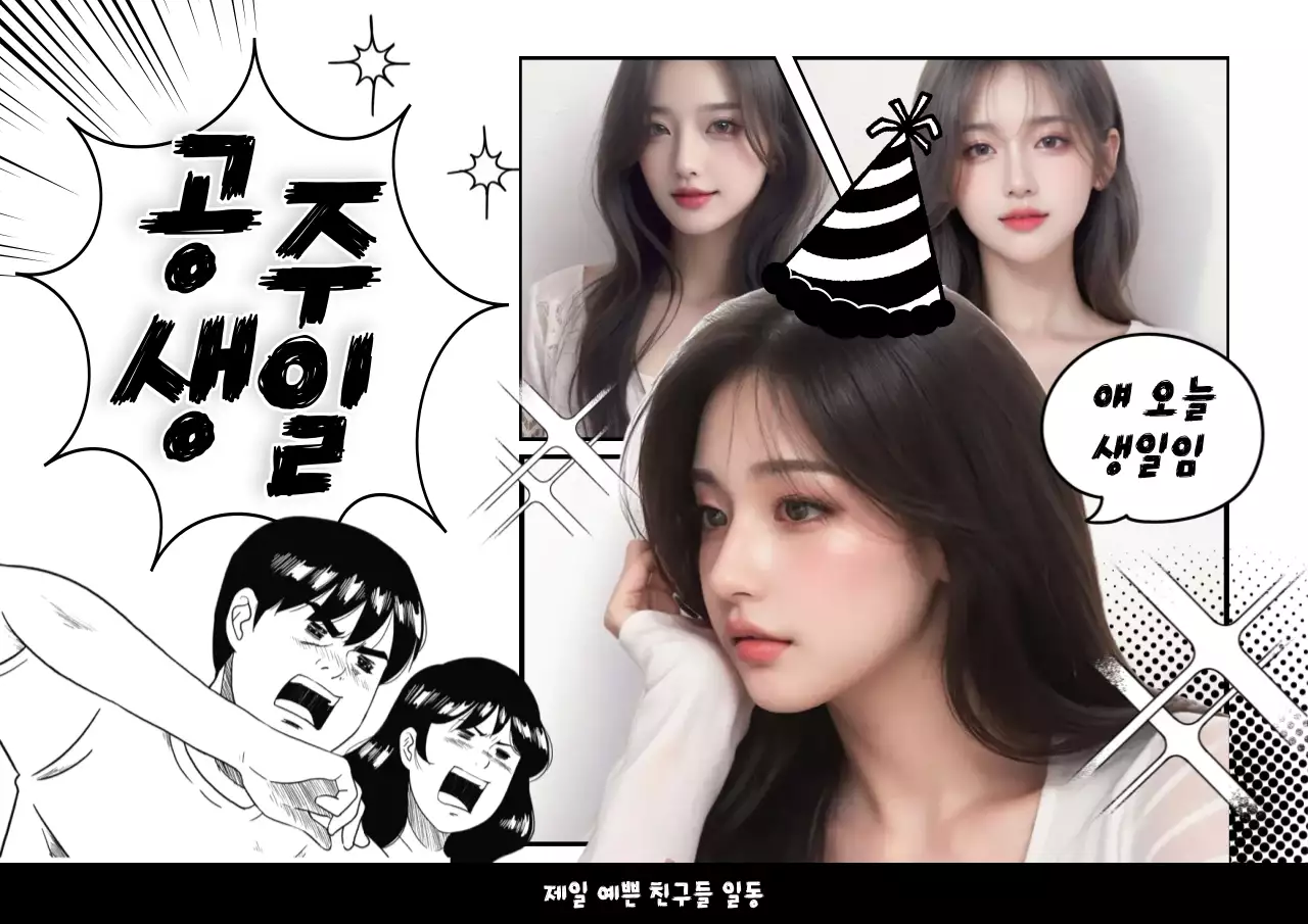 검정 만화 생일 축제