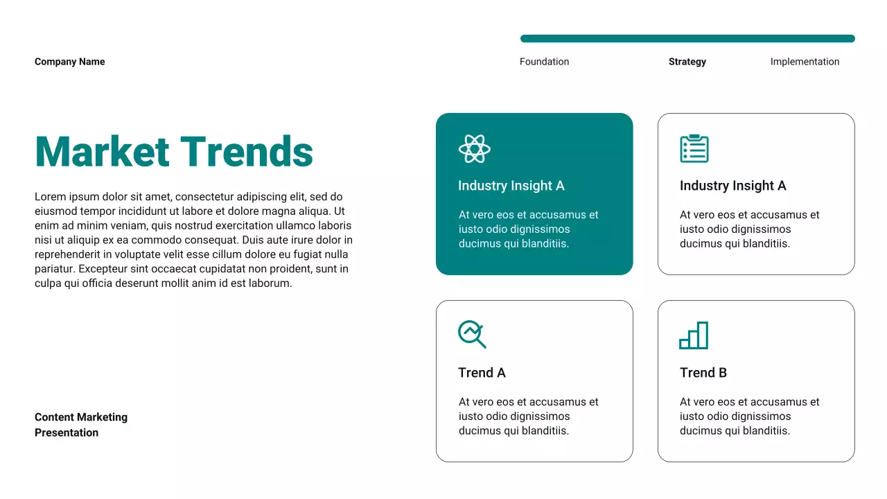 Teal Modern Minimalist Content Marketing Plan Presentation