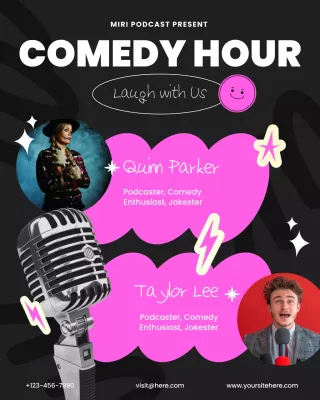 Black and Pink Modern Podcast Cover Promotion Instagram Post