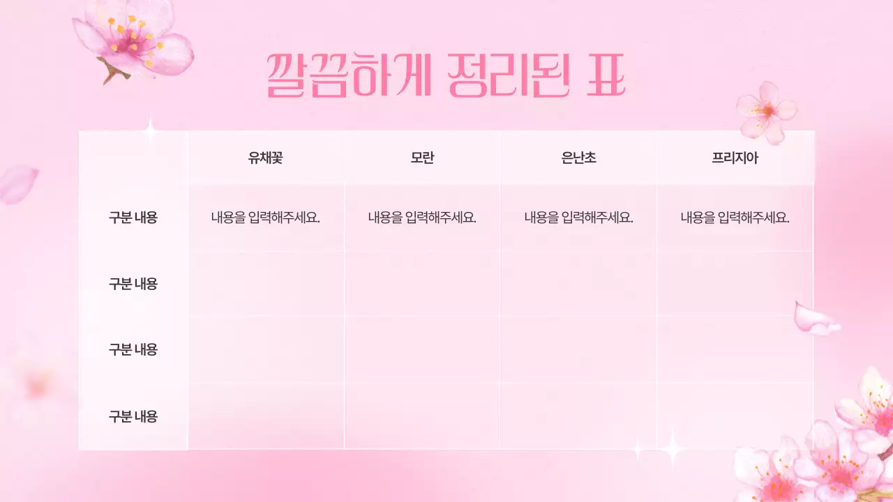 핑크색의 아기자기한 봄꽃 기획서