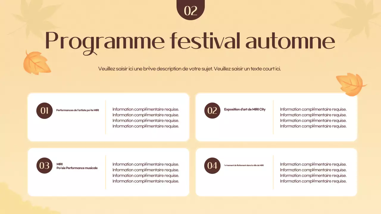 Promouvoir un festival d'automne orange et jaune