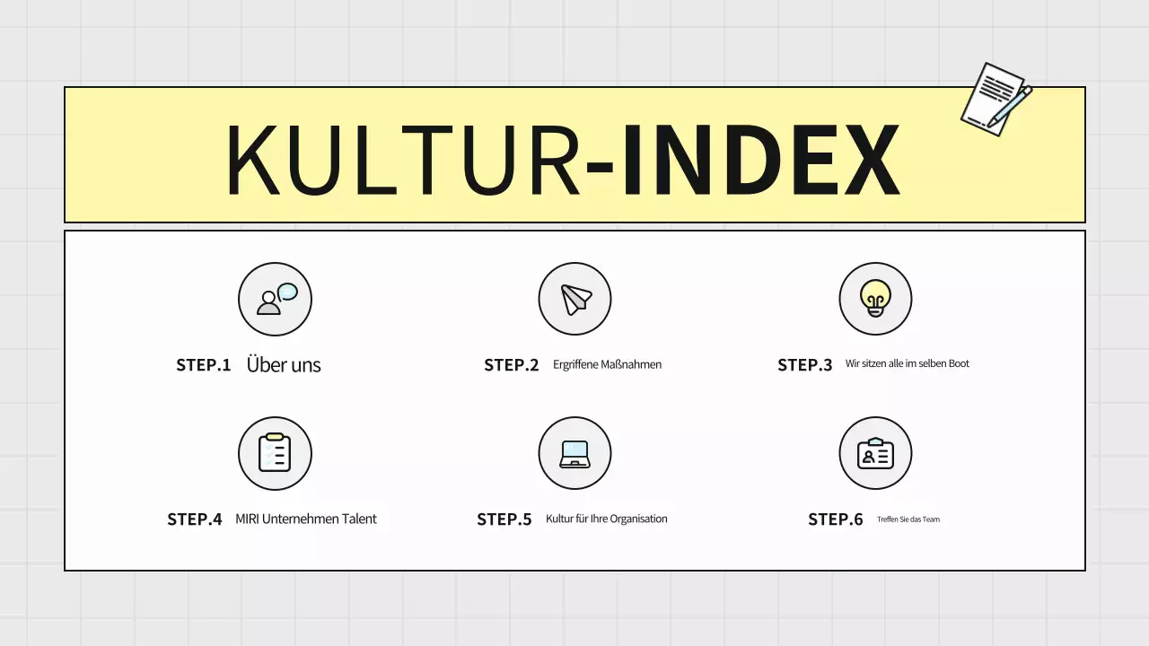Ein Leitfaden für ein einfaches graues und gelbes Buch über Unternehmenskultur