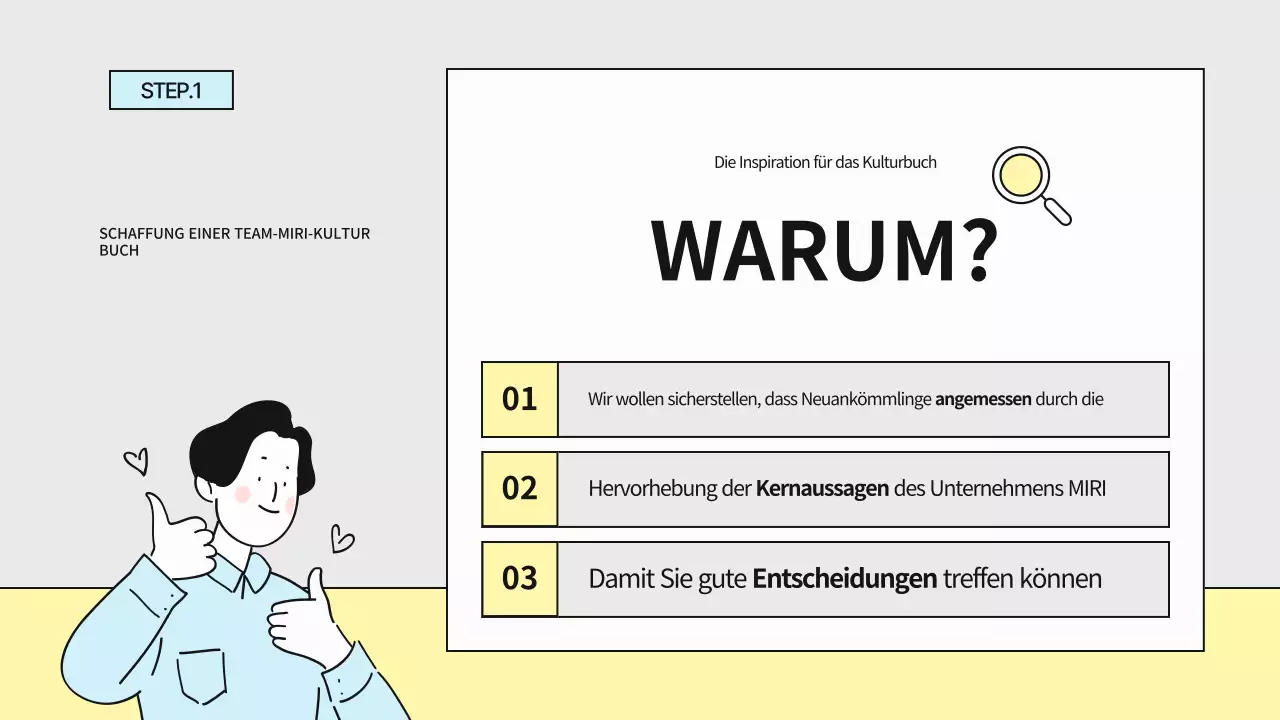 Ein Leitfaden für ein einfaches graues und gelbes Buch über Unternehmenskultur