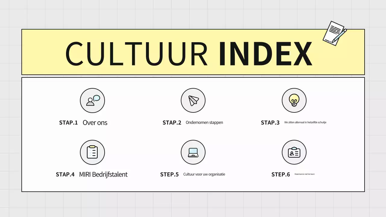 Een gids voor een eenvoudig grijs en geel bedrijfscultuurboek