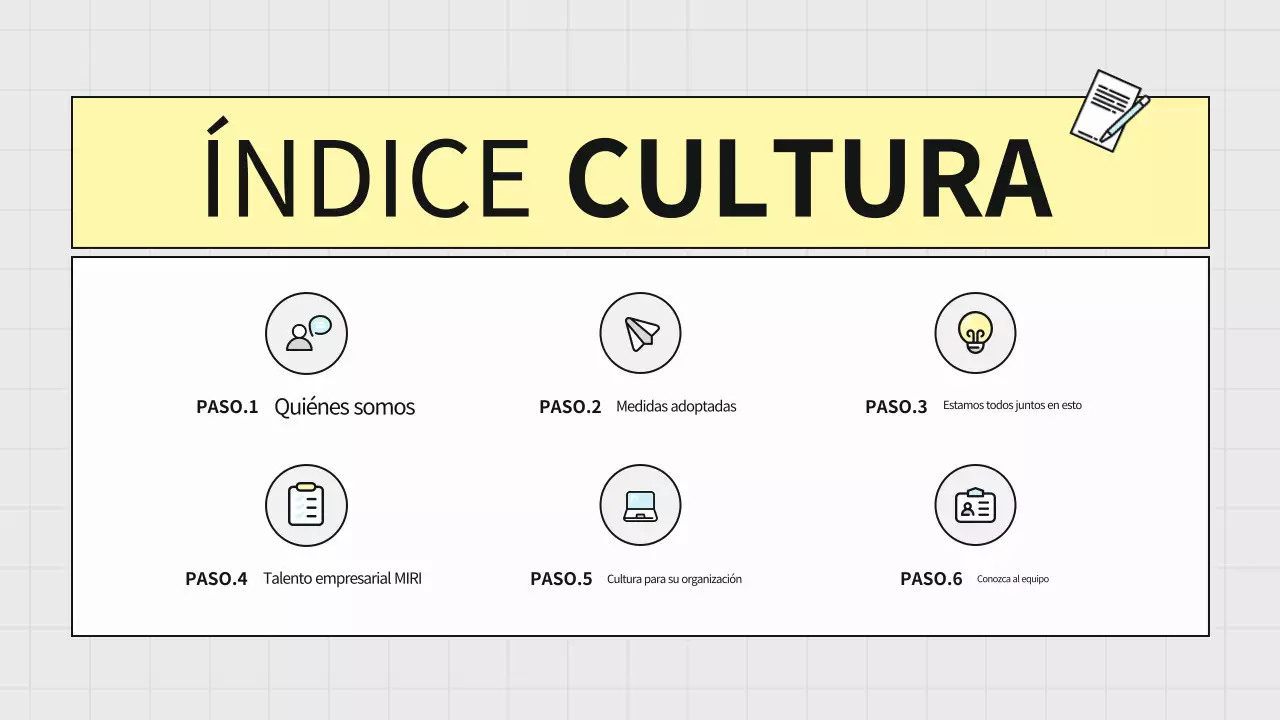 Guía para un sencillo libro de cultura empresarial gris y amarillo