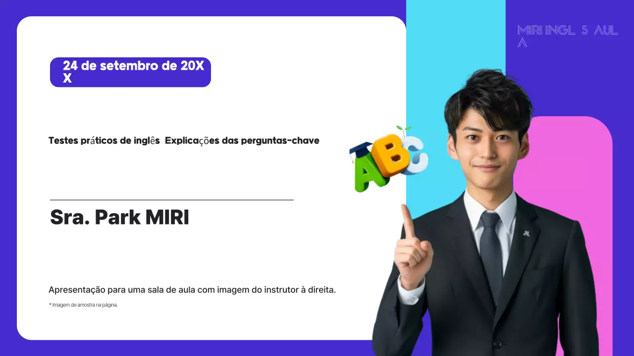 Guia de ensino de inglês simples azul