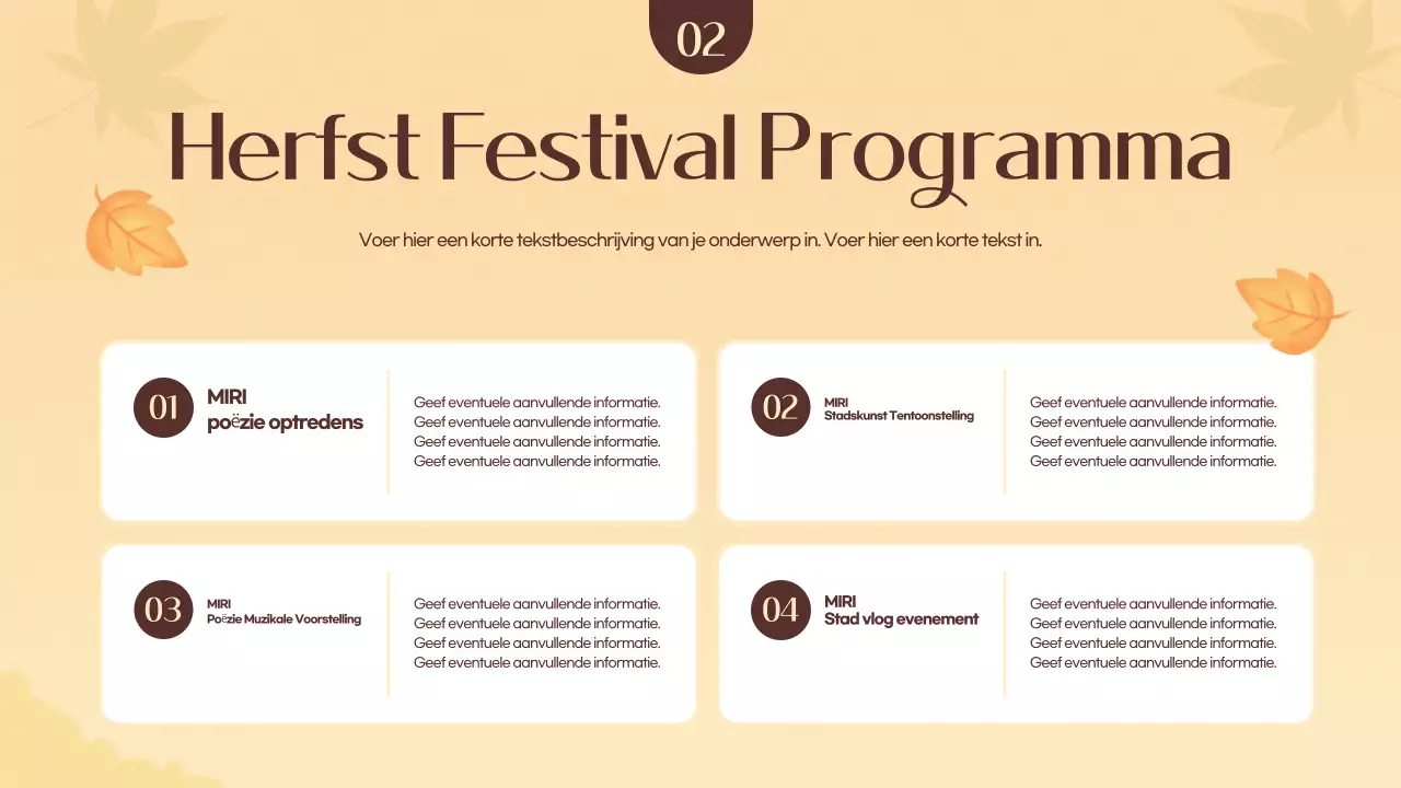 Promoot een oranje en geel herfstfestival