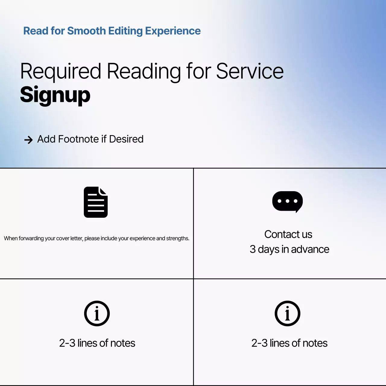 Promote a gray and blue, clean editing specialist course