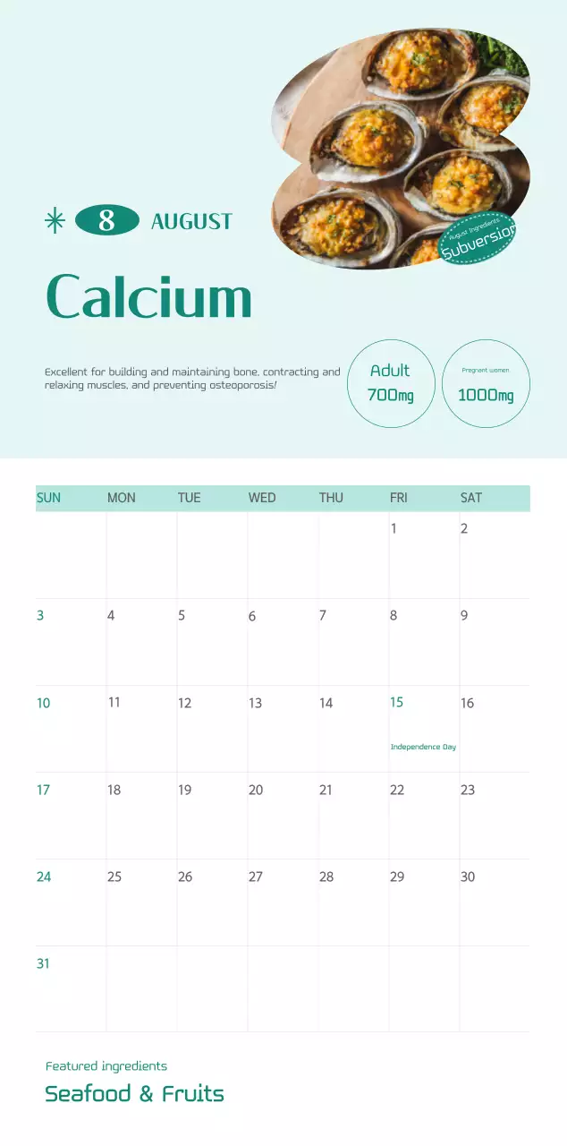 Hospital calendar with green photo frame