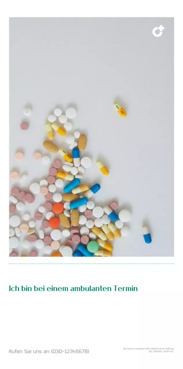 Krankenhauskalender in grünem Fotorahmen