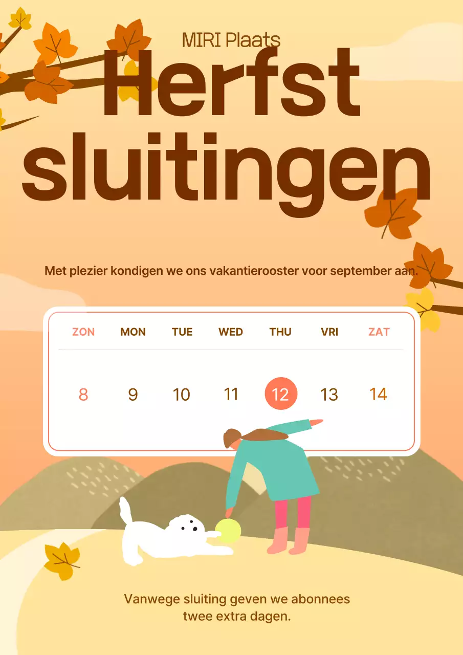 Oranje Eenvoudig Herfst Sluiting