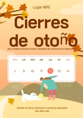 Orange Simple Aviso de cierre otoñal