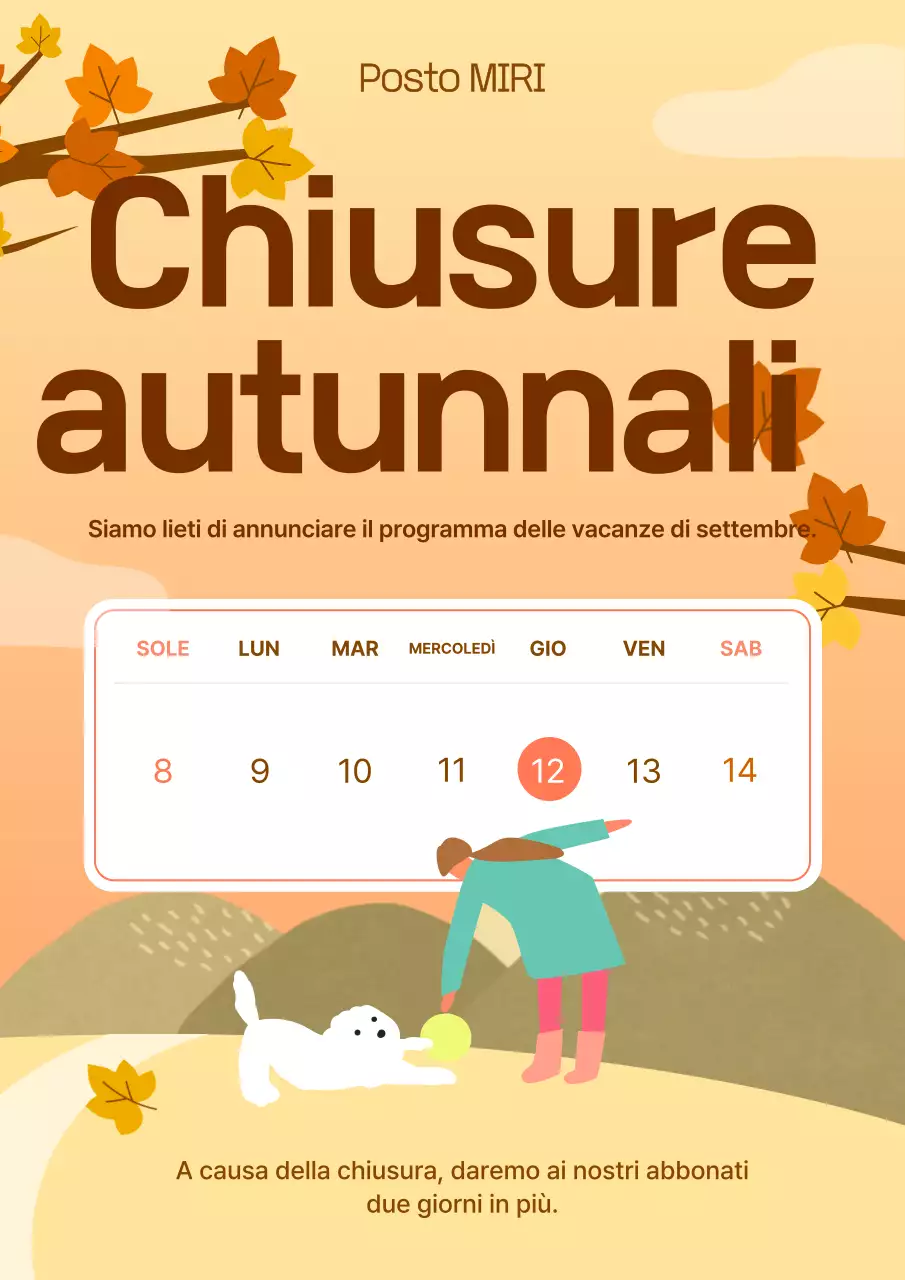 Arancione Semplice Avviso di chiusura autunnale