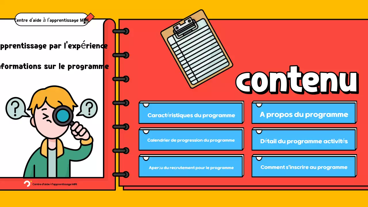 Un guide de l'art pop rouge et bleu des programmes d'apprentissage par l'expérience