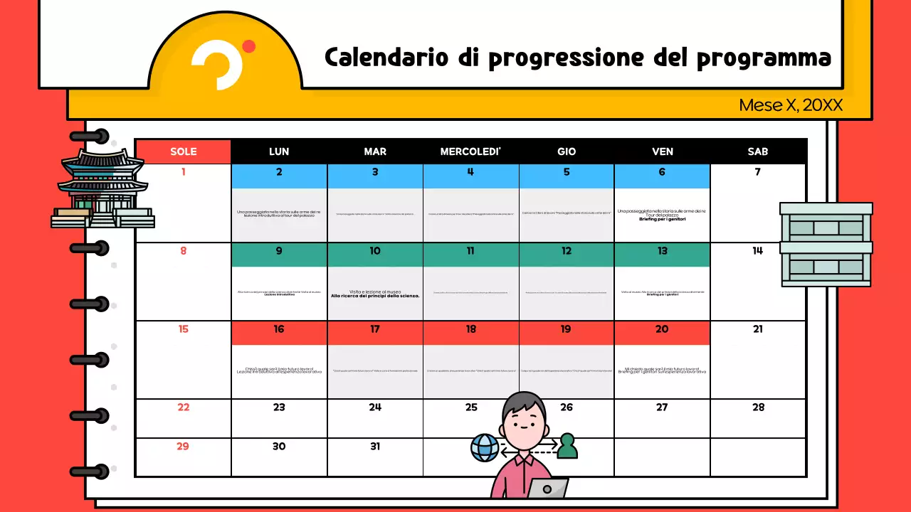 Una guida alla pop art rossa e blu dei programmi di apprendimento esperienziale