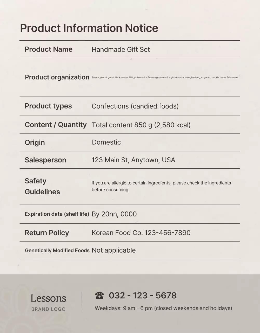 Thông tin về bộ quà tặng ăn nhẹ Chuseok truyền thống Hàn Quốc màu ngà và hồng và khuyến cáo các biện pháp phòng ngừa