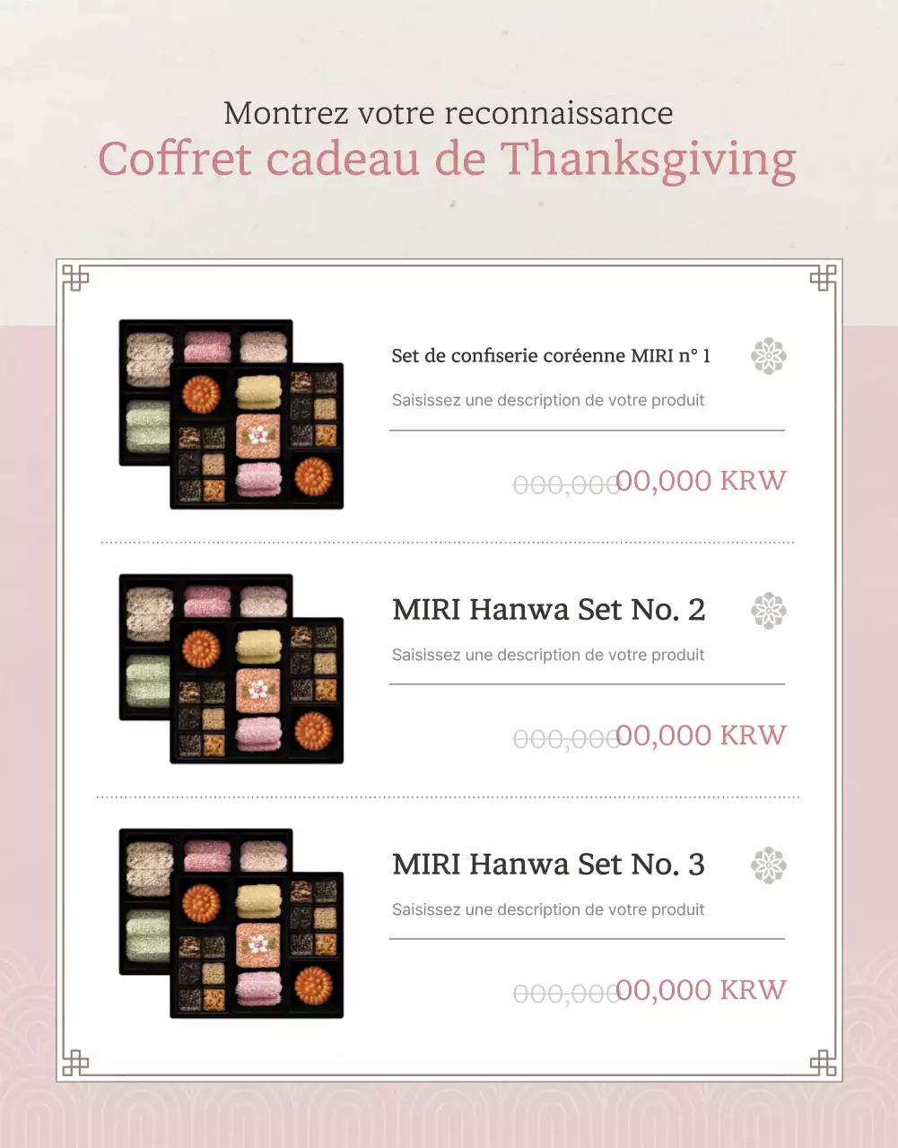 Promouvoir les couleurs traditionnelles ivoire et rose du coffret cadeau traditionnel coréen du Nouvel An chinois options et détails du produit