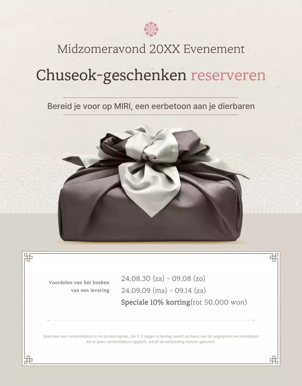 Promoot de verkoop van traditionele Koreaanse Chuseok snacks en geschenksets in ivoor en roze