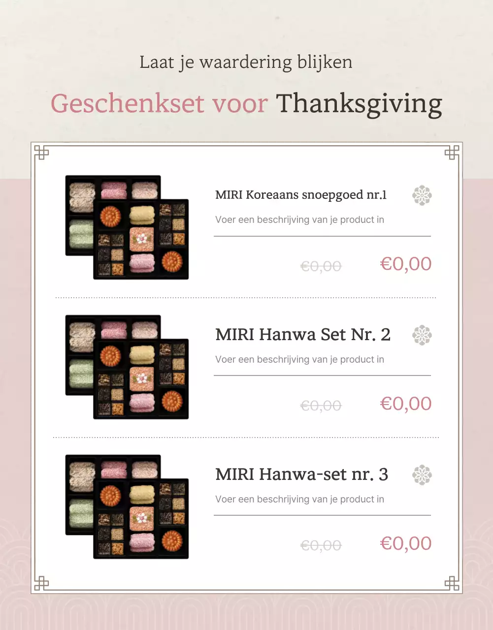 Promoot de traditionele ivoor- en roze kleuren van de Koreaanse traditionele Chinese nieuwjaarscadeauset Opties en productgegevens