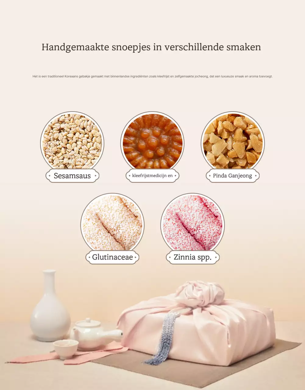 Promoot de traditionele ivoor- en roze kleuren van de Koreaanse traditionele Chinese nieuwjaarscadeauset Opties en productgegevens