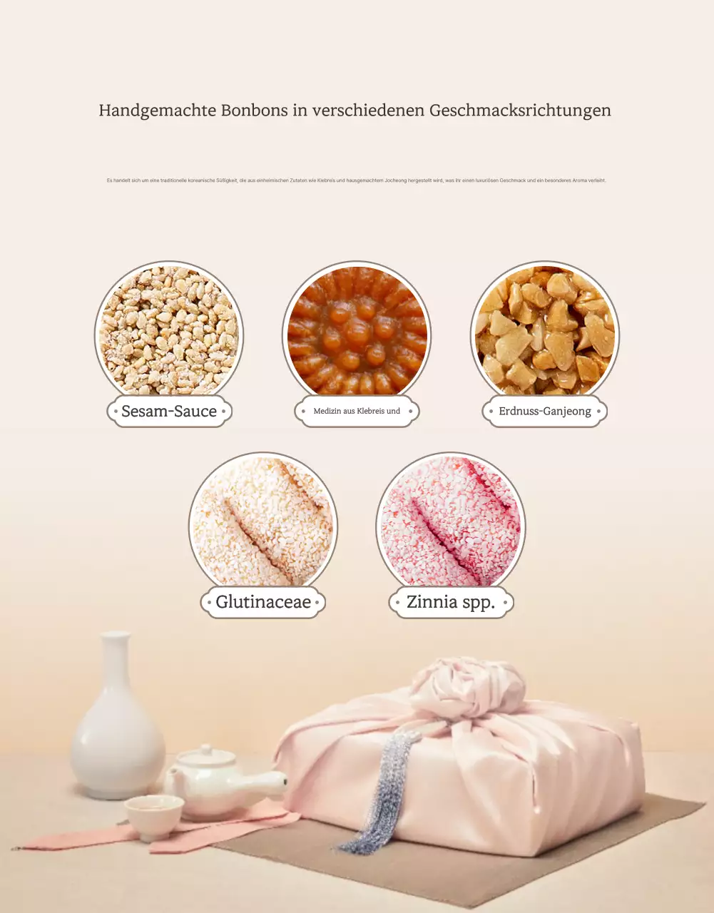 Fördern Sie die traditionellen Elfenbein- und Rosatöne des traditionellen koreanischen Neujahrsgeschenksets Optionen und Produktdetails