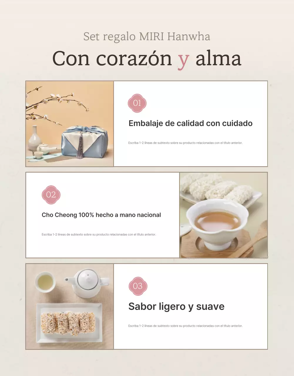 Promoción de la venta de aperitivos tradicionales coreanos Chuseok y lotes de regalo en marfil y rosa.