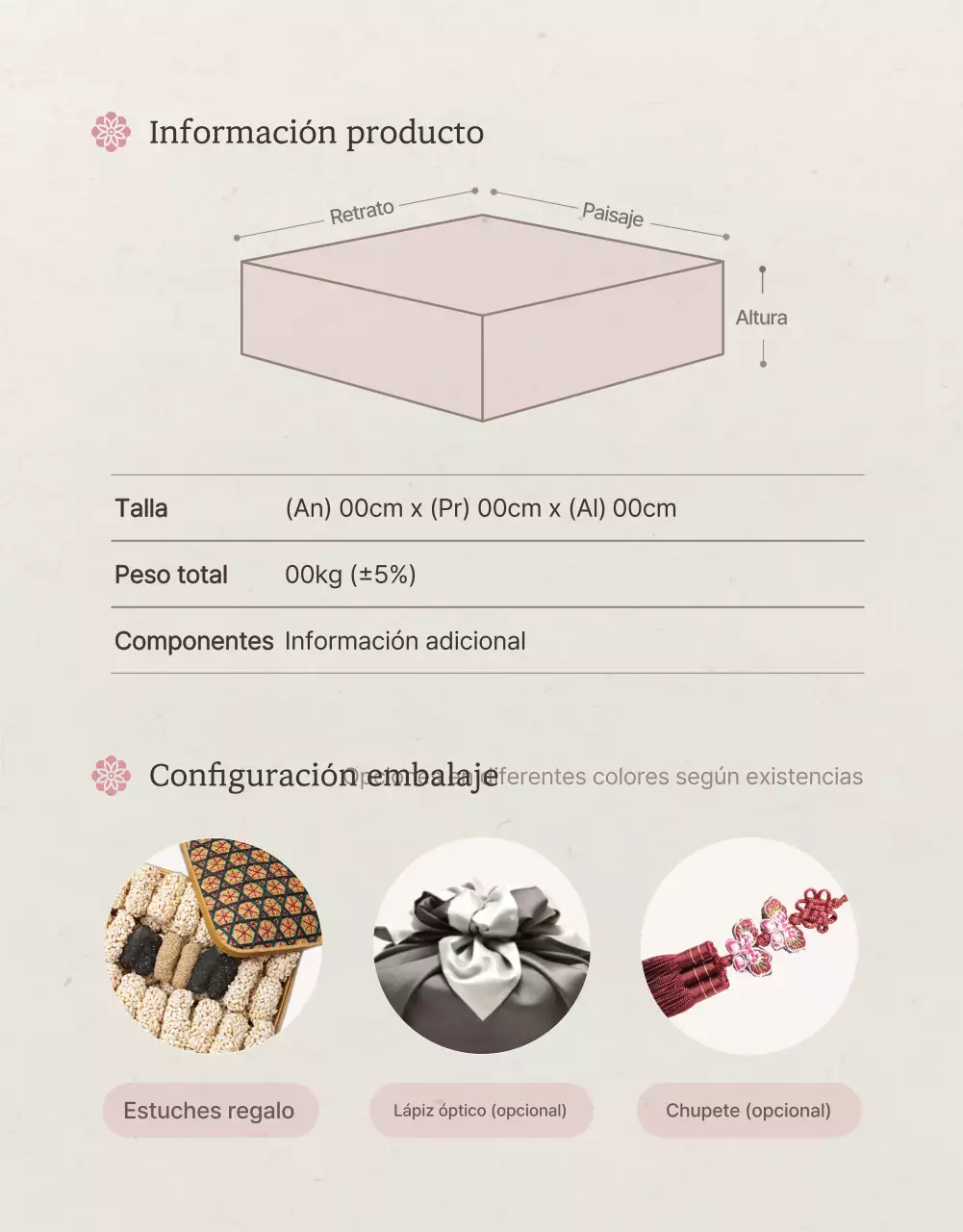 Promoción de la venta de aperitivos tradicionales coreanos Chuseok y lotes de regalo en marfil y rosa.