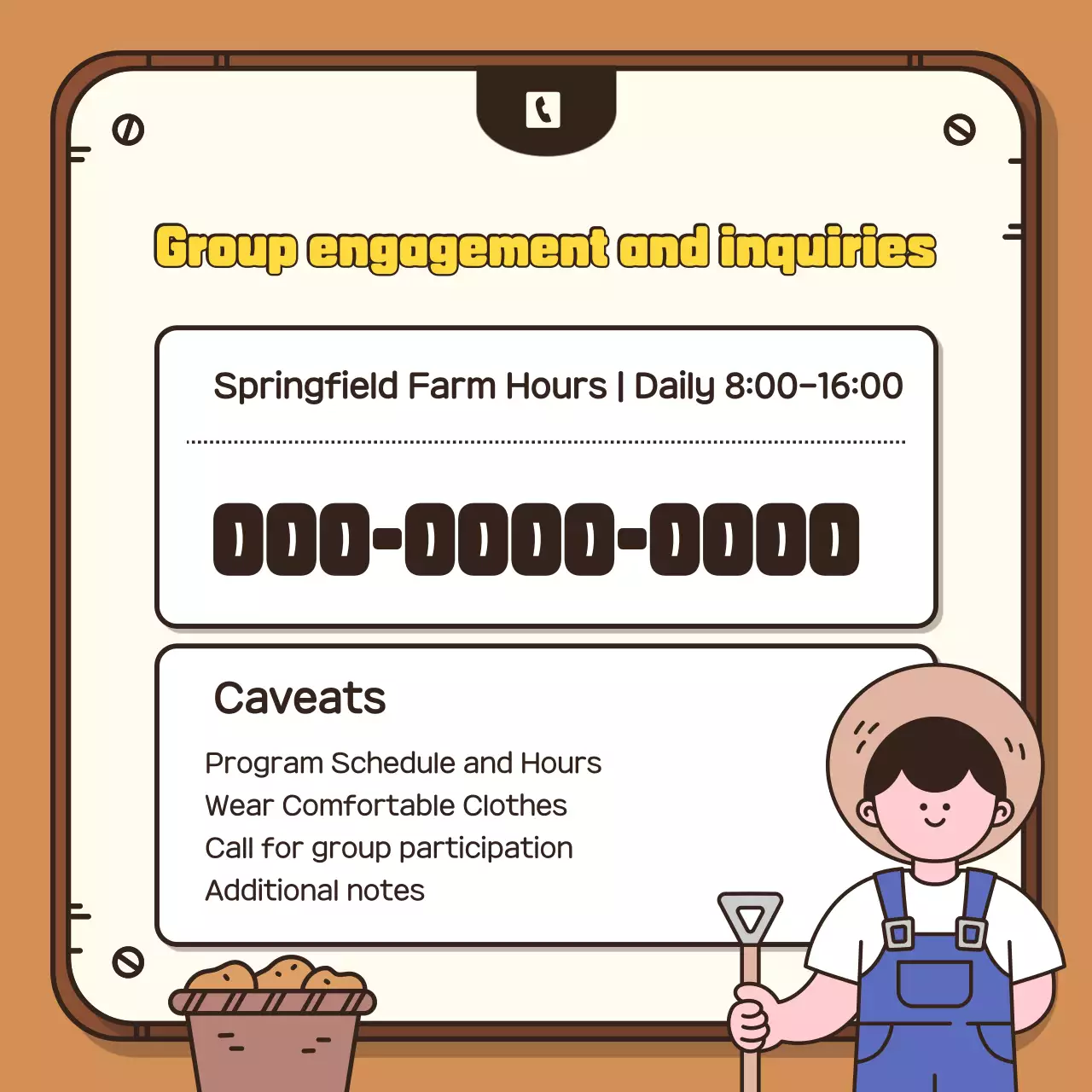 Promova a sua experiência de colheita de outono com um fundo castanho