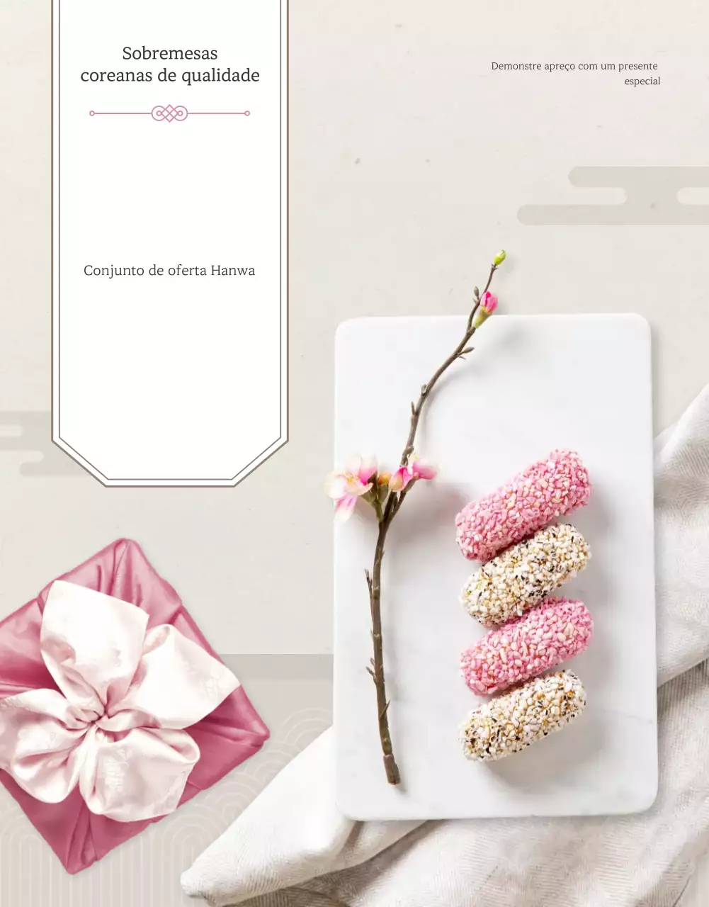 Promover a venda de snacks coreanos tradicionais do Chuseok e conjuntos de presentes em marfim e cor-de-rosa