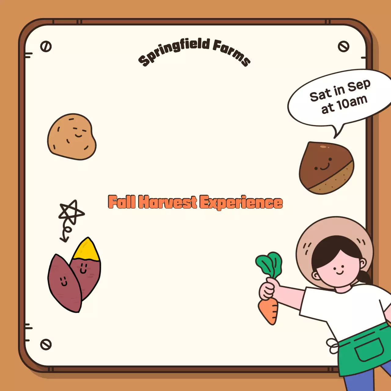 Promova a sua experiência de colheita de outono com um fundo castanho