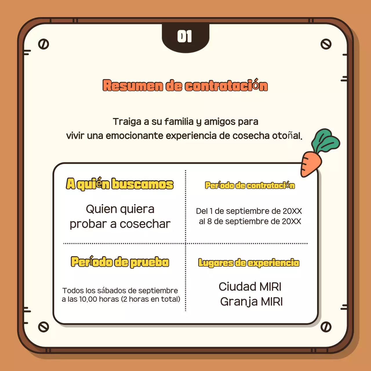 Promocione su experiencia de cosecha otoñal con un fondo marrón