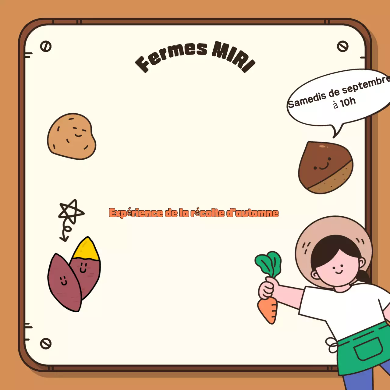 Faites la promotion de votre expérience de la récolte d'automne avec un arrière-plan brun