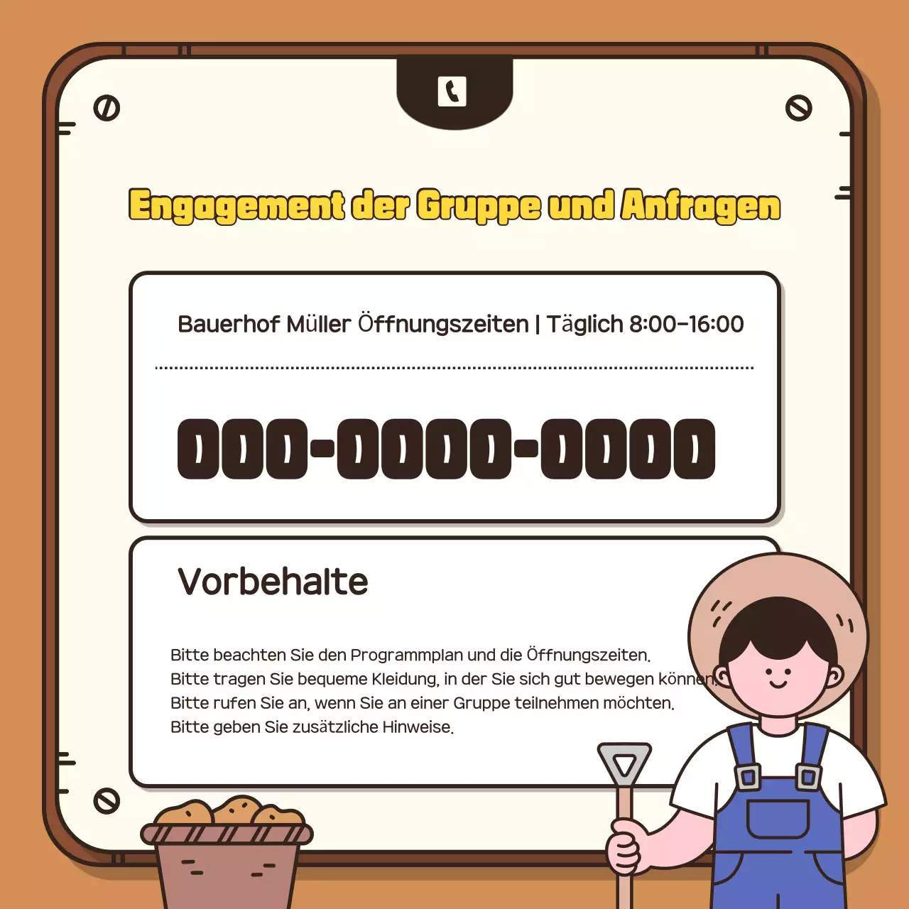 Werben Sie für Ihre herbstliche Ernteerfahrung mit einem braunen Hintergrund