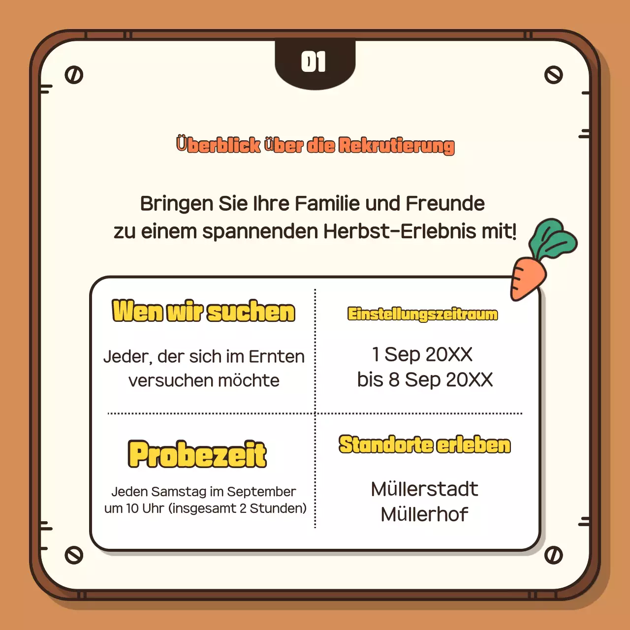 Werben Sie für Ihre herbstliche Ernteerfahrung mit einem braunen Hintergrund