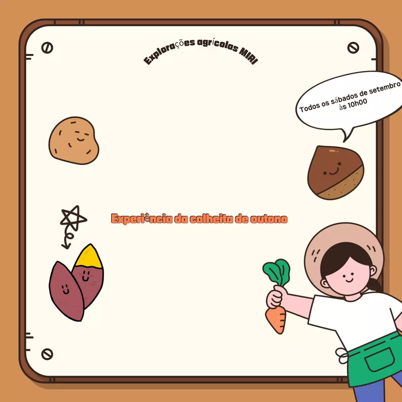 Promova a sua experiência de colheita de outono com um fundo castanho